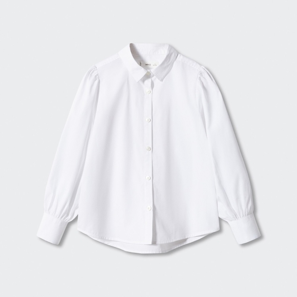 Mango Girls White Button Down Shirt
